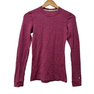 Smartwool Womens Geometric Merino Wool Base Layer Top Size XS Pink Outdoors Ski